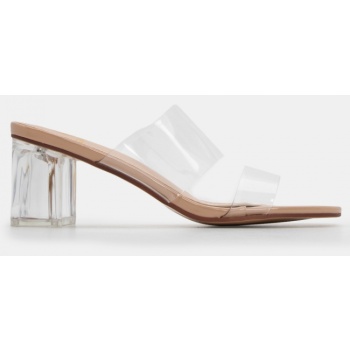 mules με διαφανή φάσες - μπεζ σε προσφορά