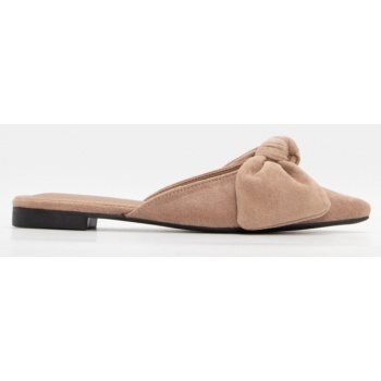 mules μυτερά με φιόγκο - μπεζ-σκούρο σε προσφορά