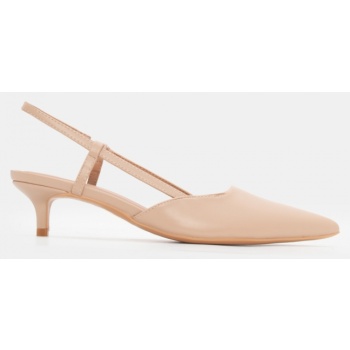 γόβες μυτερές slingback - μπεζ σε προσφορά