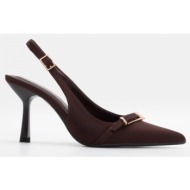  γόβες με διακοσμητική αγκράφα - καφέ σκούρο