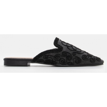 mules με ψάθα & πλεκτό σχέδιο - μαύρο σε προσφορά