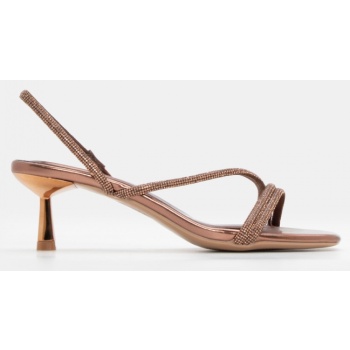 mules με λουράκια απο strass - καφέ σε προσφορά