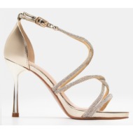  πέδιλα με χιαστί λουράκια & strass - χρυσό