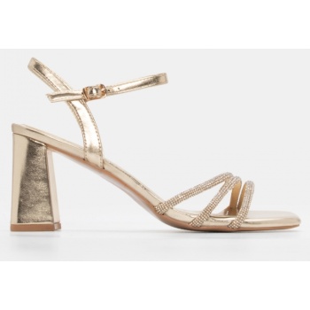 πέδιλα με λοξά λουράκια απο strass  σε προσφορά