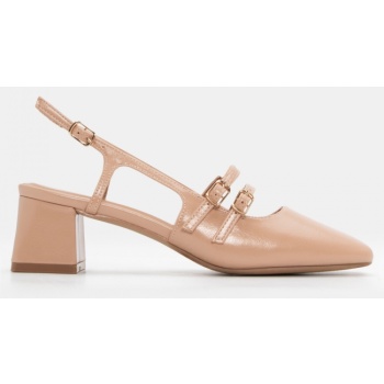 γόβες με διπλά λουράκια - nude σε προσφορά