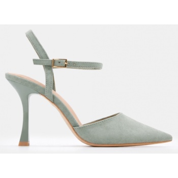 γόβες μυτερές slingback - λαδί σε προσφορά