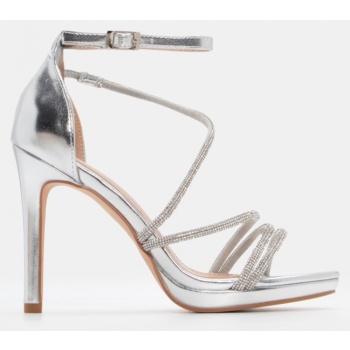 πέδιλα με λοξό λουράκι από strass  σε προσφορά