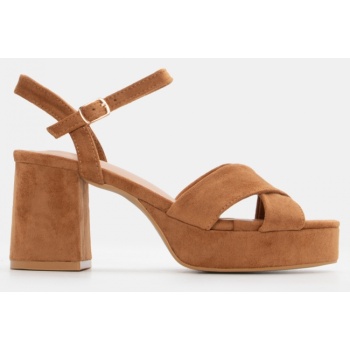 πέδιλα με χιαστί λουράκια - κάμελ σε προσφορά