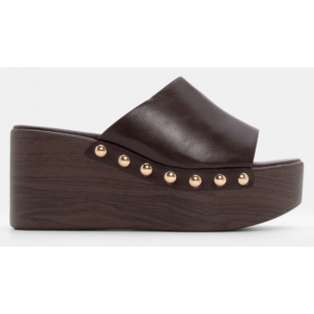 clogs με φαρδιά φάσα - καφέ σκούρο σε προσφορά