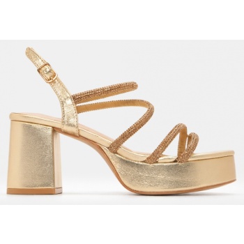 πέδιλα με λουράκια & strass - χρυσό σε προσφορά