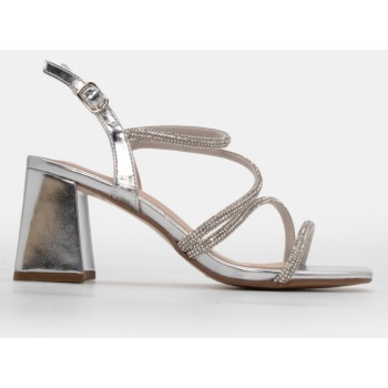 πέδιλα με λουράκια & strass - ασημί σε προσφορά