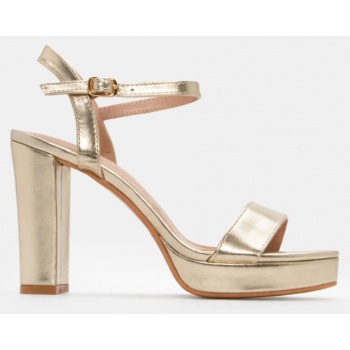 πέδιλα με φιάπα & μπαρέτα - χρυσό σε προσφορά