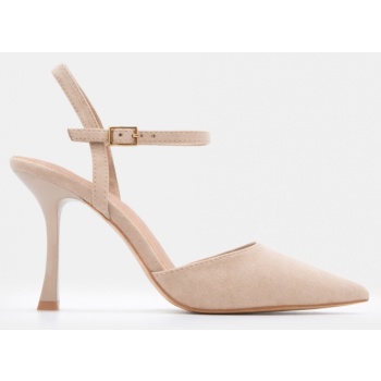 γόβες μυτερές slingback - μπεζ σε προσφορά