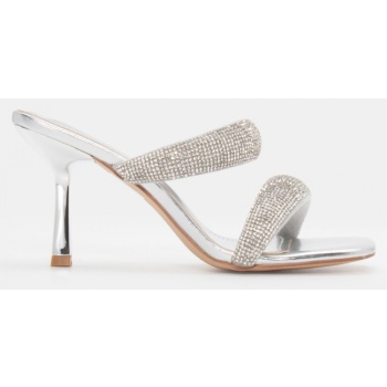 mules με διπλή φάσα & strass - ασημί σε προσφορά