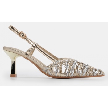 γόβες με πλέξη - χρυσό σε προσφορά