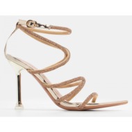  πέδιλα με πολλαπλά λουράκια από strass - χρυσό