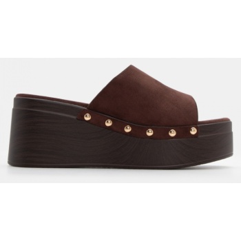 clogs με φαρδιά φάσα - καφέ σκούρο σε προσφορά