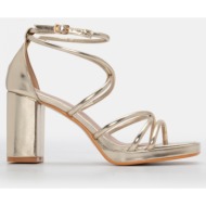  πέδιλα με πολλαπλά λουράκια & μπαρέτα - χρυσό