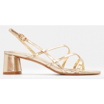 πέδιλα με λοξά λουράκια - χρυσό σε προσφορά