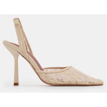 γόβες με δαντέλα - μπεζ σε προσφορά