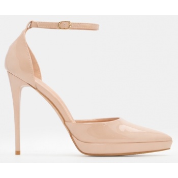 γόβες μυτερές με μπαρέτα - nude σε προσφορά