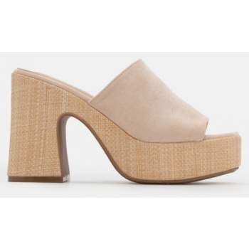 πλατφόρμες με φαρδιά φάσα - μπεζ σε προσφορά