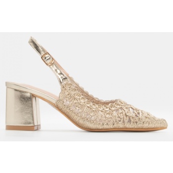 γόβες μυτερές με πλεκτό σχέδιο - χρυσό σε προσφορά