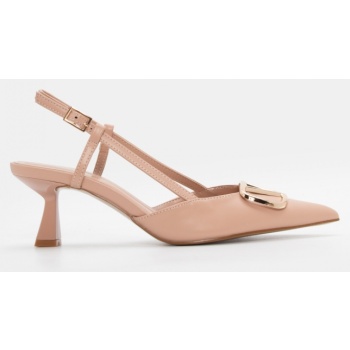 γόβες μυτερές slingback με διακοσμητικό σε προσφορά