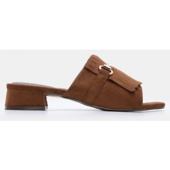 mules με διακοσμητική αγκράφα - καφέ σε προσφορά