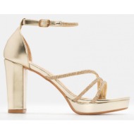  πέδιλα με λουράκια από strass - χρυσό