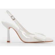  γόβες μυτερές με φιόγκο - λευκό-λουστρίνι