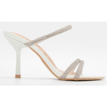 mules με λουράκια & strass - λευκό σε προσφορά