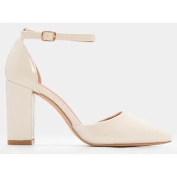 γόβες μυτερές με μπαρέτα - μπεζ σε προσφορά