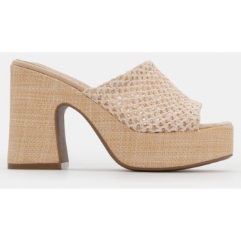 πλατφόρμες με πλεκτό σχέδιο - μπεζ σε προσφορά