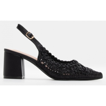 γόβες μυτερές με πλεκτό σχέδιο - μαύρο σε προσφορά