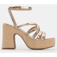  πλατφόρμες με πολλαπλά λουράκια & μπαρέτα - χρυσό