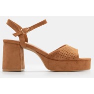  πέδιλα με φιάπα & τακούνι - κάμελ