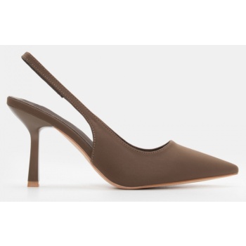 γόβες μυτερές slingback - λαδί σε προσφορά