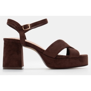 πέδιλα με χιαστί λουράκια - καφέ σκούρο σε προσφορά