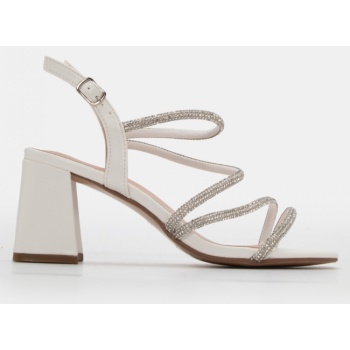 πέδιλα με λουράκια & strass - λευκό σε προσφορά