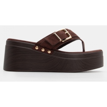 clogs με διακοσμητική τόκα - καφέ σκούρο σε προσφορά