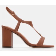  πέδιλα με μεταλλική λεπτομέρεια - καφέ