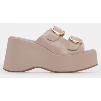 πλατφόρμες με διπλές τόκες - μπεζ σε προσφορά