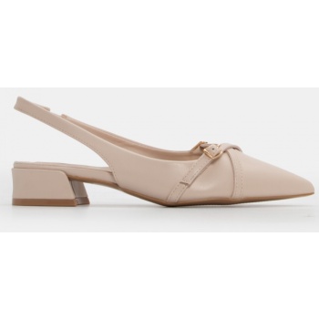 γόβες με χιαστί λουράκια - μπεζ σε προσφορά