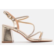  πέδιλα με πολλαπλά λουράκια από strass - χρυσό