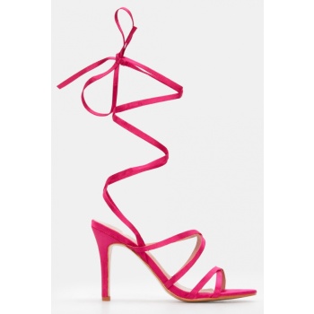 πέδιλα σατέν lace up - φούξια σε προσφορά