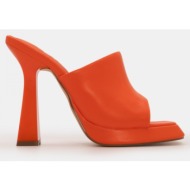  mules με φάσα & τακούνι - πορτοκαλί