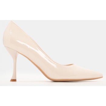 γόβες μυτερές μονόχρωμες - μπεζ σε προσφορά