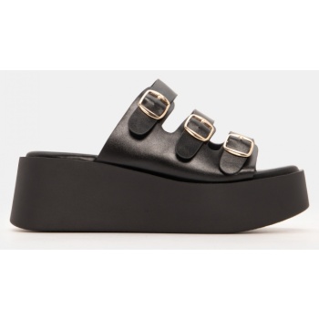 πλατφόρμες με λουράκια & τόκες - μαύρο σε προσφορά