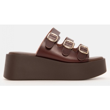 πλατφόρμες με λουράκια & τόκες - καφέ σε προσφορά